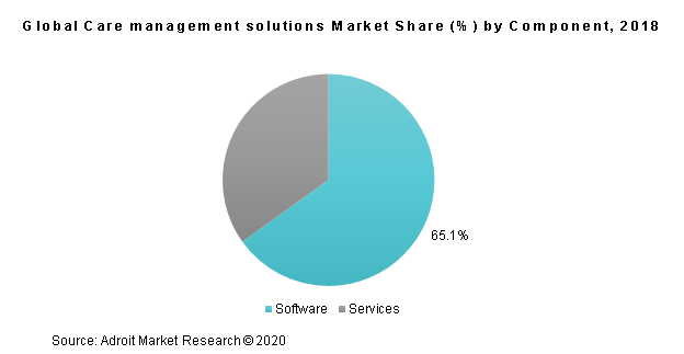 Global Care management solutions Market Share (%) by Component, 2018